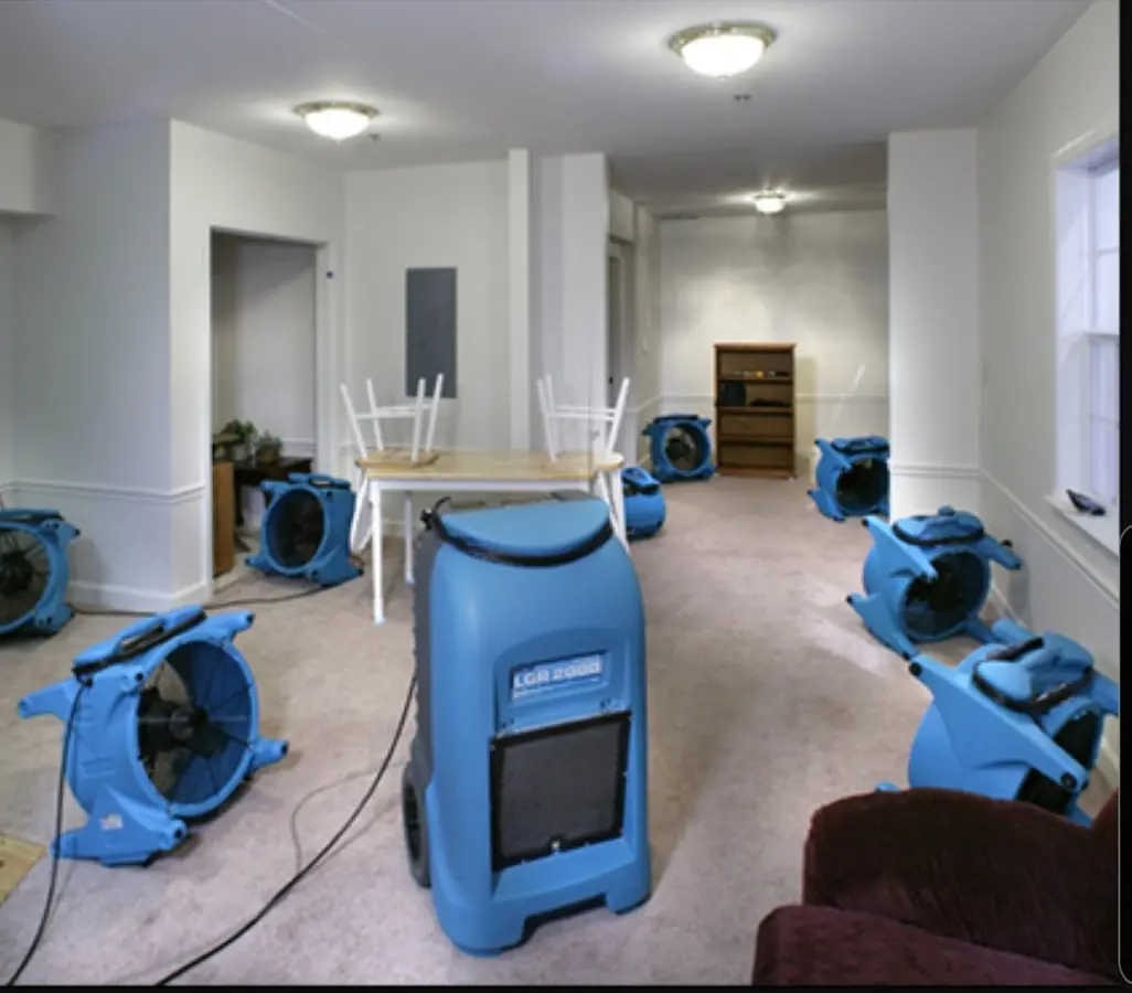 Air movers and dehumidifier setup for Water Extraction & Removal in Vinita